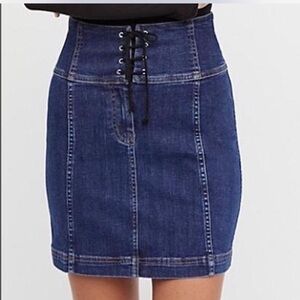 Free People Modern Femme Corset Denim Mini Skirt